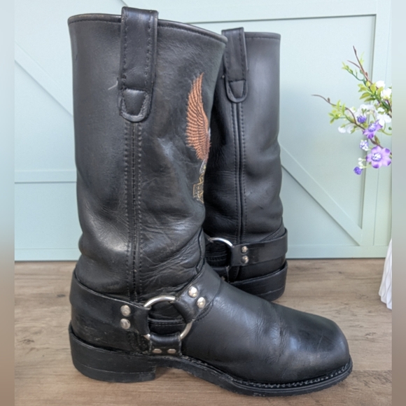 Harley-Davidson Black Leather Boots with Eagle Design main image 5